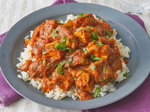 Photo of a plate containing Chicken Tikka Masala