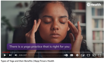 Photo of a person which closed eyes and their fingers pressing on their temples - with the caption: 'There is a yoga practice that is right for you'