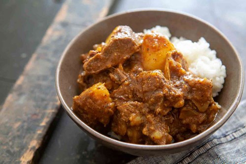 Photo of a bowl containing Jamaican Curried Goat